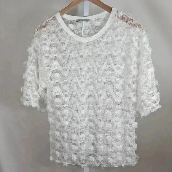 Zara Size Small Lace White Top Blouse Fringe Sheer Gauzy - Picture 1 of 7